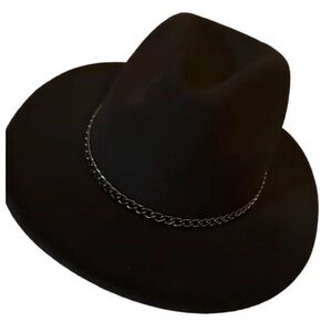 Stylish Black Fedora with Chain Detail
